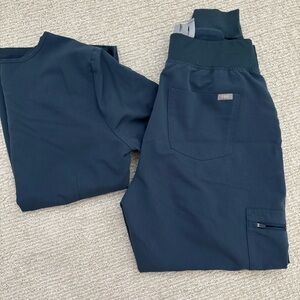 Figs Dark Harbor Scrub Top and Bottoms